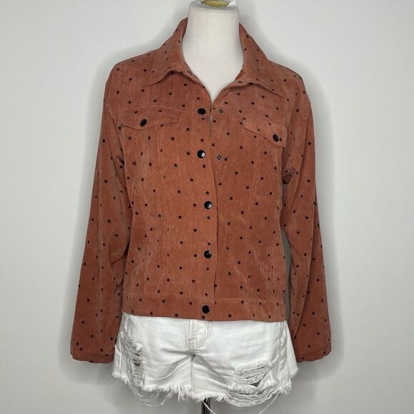 Blush- Brown Corduroy Jacket with Black Stars - Picture 1 of 3